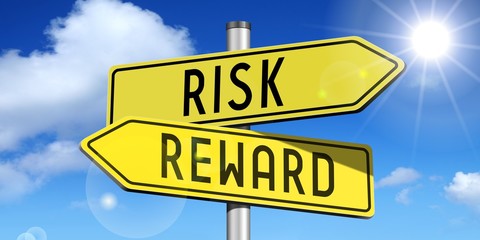 Risk, reward - yellow road-sign