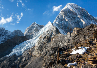 Great view from the Kala Patthar to Pumo Ri peak - Everest region, Nepal