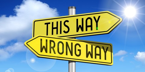 This way, wrong way - yellow road-sign