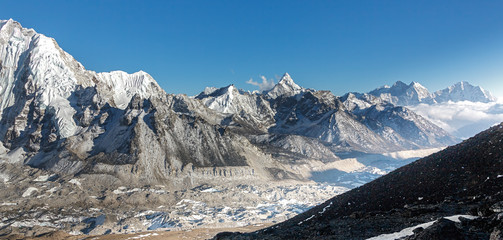 Evening panoramic view from the Kala Patthar to the south - Everest region, Nepal