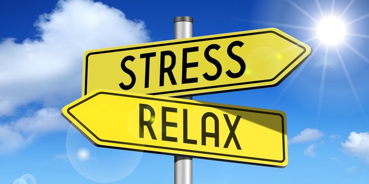 Stress, relax - yellow road-sign