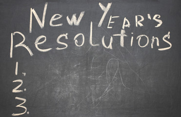 word New Year's resolution written on the blackboard
