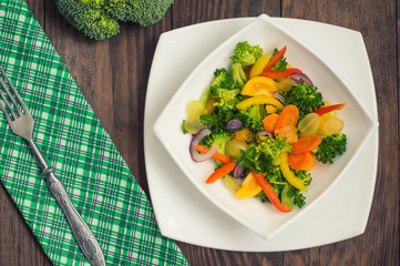 Homemade Green Broccoli Salad with Grapes Onion
