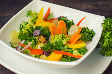 Homemade Green Broccoli Salad with Grapes Onion