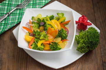 Homemade Green Broccoli Salad with Grapes Onion