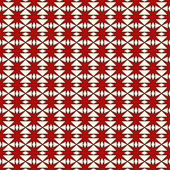 Red and white colors seamless pattern with stylized repeating stars. Simple geometric ornament. Modern stylish texture.