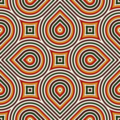 Bright seamless pattern with geometric ornament in Christmas traditional colors. Ethnic and tribal motifs.