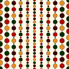 Seamless pattern with Christmas in traditional colors. Xmas background with festive hanging garland beads.
