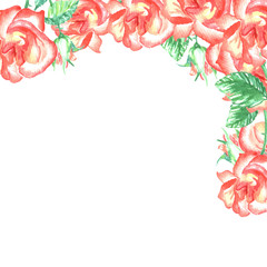 Roses corner border for wedding card and invitation design