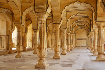 Sattais Katcheri Hall au Fort d& 39 Amber près de Jaipur, Rajasthan, Indi