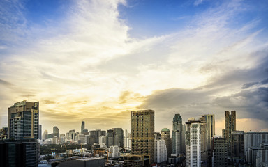 abstract cityscape on sunset and cloud - can use to display or montage on product