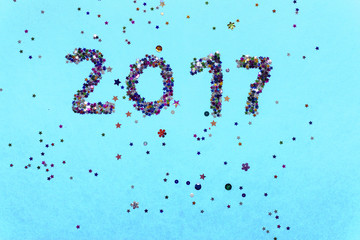2017 made of confetti and sparkler