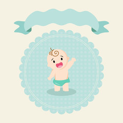 Smiling Baby Boy Vector With Banner