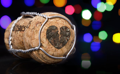 Cork with the shape of a broken heart burnt in.(series)