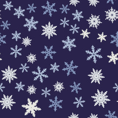 Hand Drawn Snowflakes Seamless Pattern for Wallpaper, Wrapping, Textile. 