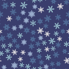 Hand Drawn Snowflakes Seamless Pattern for Wallpaper, Wrapping, Textile. 