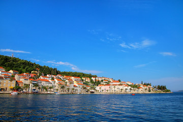 Fototapeta na wymiar Waterfront of Korcula town, Croatia
