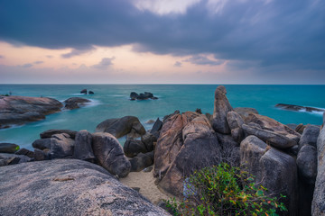 Hin Ta landmark of Samui island at sunrise, Suratthani, Thailand