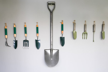 Garden tools hanging.