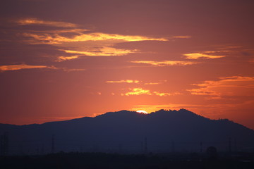 sunset and mountains
