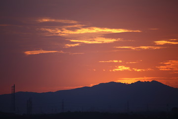 sunset and mountains