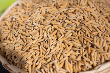 Brown rice in bamboo basket