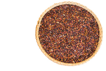 Brown rice in bamboo basket