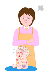女性から虐待を受けている赤ちゃん