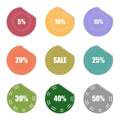 sale and percentage tear sticker label set,vector Illustration EPS10