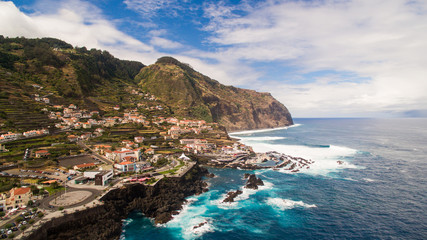 Fototapeta na wymiar View of Porto Moniz Madeira Portugal aerial 