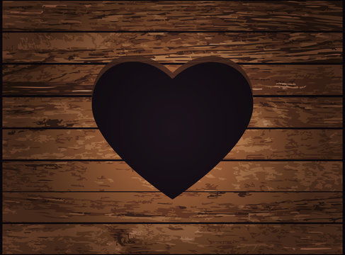 Heart in wood, vector