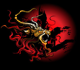 Chinese dragon with wide open mouth