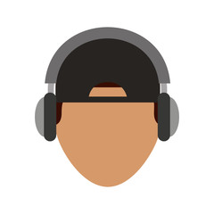 young man avatar character with headphone audio vector illustration design