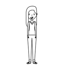 young woman avatar character vector illustration design