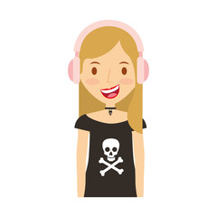 young woman avatar character vector illustration design