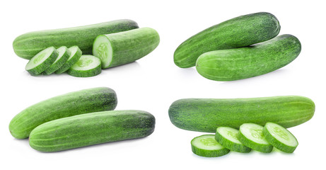 set of cucumber isolated on white background