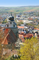 Herrenberg Panorama. Red roofs of old city and church. Baden-Wurttemberg, Germany