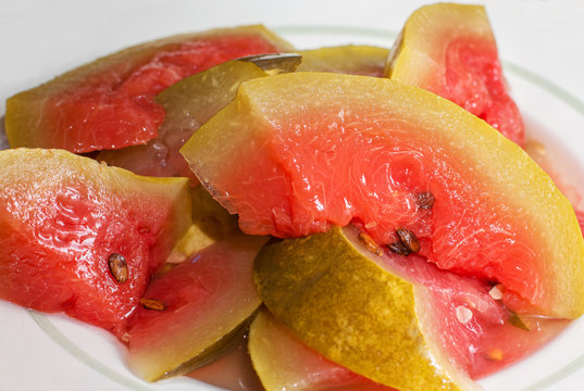 marinated sliced watermelon