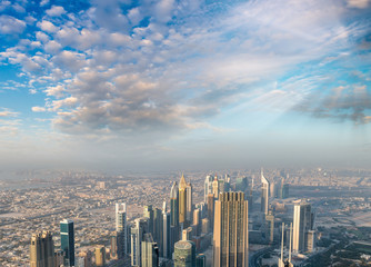 Aerial view of Downtown Dubai buildings