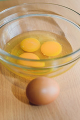 egg in a glass container, cooking