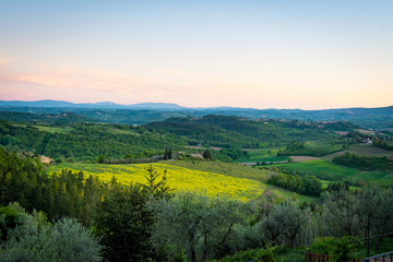 Tuscany view of the hills and vineyards near San Gimignano
