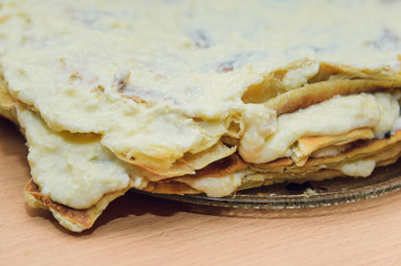 cooking homemade cake with cream