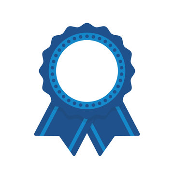 Blank blue badge seal with ribbons vector isolated