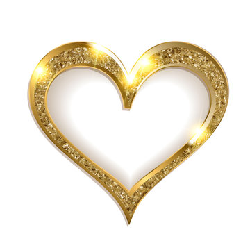 gold frame heart on a white background