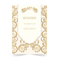 Invitation card, wedding card with ornamental soft background