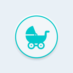 Fototapeta na wymiar baby carriage icon, pram symbol, vector illustration