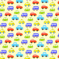 baby background for boys. Vector of Transportation colorful car pattern vector illustration