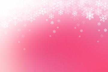 Abstract winter background, snow flakes falling on pink gradient