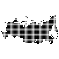 Fototapeta na wymiar Карта Российской Федерации, выполненная из квадратных точек, пунктиров. Оригинальная абстрактная векторная иллюстрация для вашего дизайна.