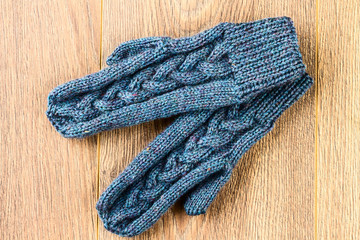 gray knitting mittens